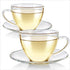 Teabloom Royal Teacup and Saucer Set 2-Pack Standard Teacup Size 6 OZ/ 180 ML Capacity Crystal Clear Classic Design Premium, Healthful Borosilicate Glass Durable and Heat Resistant