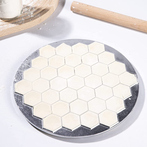 Pelmeni Ravioli Maker Molds With Rolling pin And Pick stick?Stainless Steel?Handmade Dumping 27cm Metal Molds Set (27cm)
