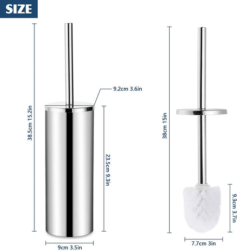 Gricol Toilet Brush and Holder, 304 Stainless Steel Freestanding Long Handle 2 Toilet Brush Head Toilet Bowl for Bathroom