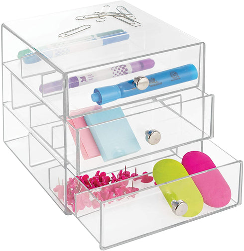iDesign 3 Plastic Vanity, Compact Storage Organization Drawers Set for Cosmetics, Glasses, Dental Supplies, Hair Care, Bathroom, Dorm, Desk, Countertop, Office, 7" x 6.5" x 6.5"