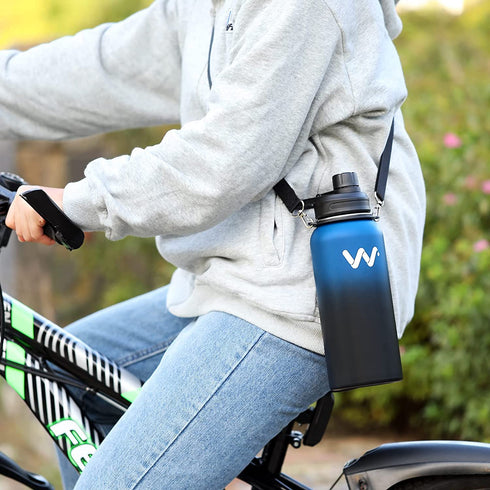 WEREWOLVES 32 oz Insulated Water Bottle With 3pcs Handles & Straw Lid & Spout Lid,Reusable Wide Mouth Vacuum Stainless Steel Water Bottle for Adults