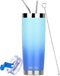 DRINCO - 20 oz Stainless Steel Tumbler | Double Walled Vacuum Insulated Mug With Lid, 2 Straws, For Hot & Cold Drinks (20oz, 20oz Morning Sky Blue)