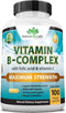 Vitamin B Complex with Vitamin C and Folic Acid - B12, B1, B2, B3, Vitamin B5 Pantothenic Acid, B6, B7, B9 - Nervous System Support & Supports Energy Metabolism Non-GMO- 100 Veggie Capsules