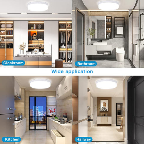 DLLT 18W Flush Mount LED Ceiling Light, 7.09 Inch 6000K Round Surface Mounted Lighting Fixture, 160W Equivalent White Ceiling Lamp for Kids Room/Closet/Bedroom/Dining Room/Bathroom