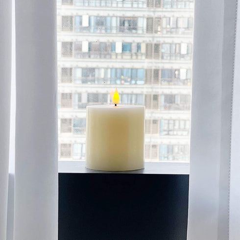 smtyle Flameless Candle with Battery Operated 3 X 3 Inch Real Wax Pillar LED Candle with 10 Key Remote and Cycling Timing Ivory
