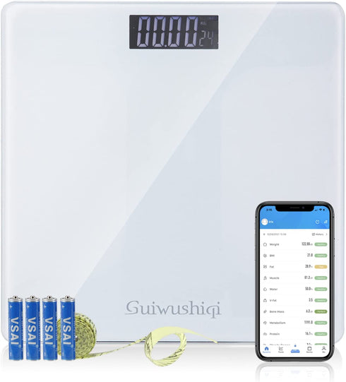Digital Body Weight Scale, Smart Body Composition Scales for Body Weight, Digital Bathroom Scale with App for Weight Tracker, BMI, Max 400lb1 (White)