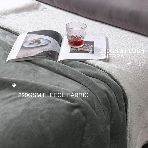 BEDELITE Sherpa Fleece Blanket Grey Throw Blanket for Couch & Bed- 480GSM Thick Warm Winter Blankets, Super Soft & Cozy Fuzzy Blanket (50" X 60")