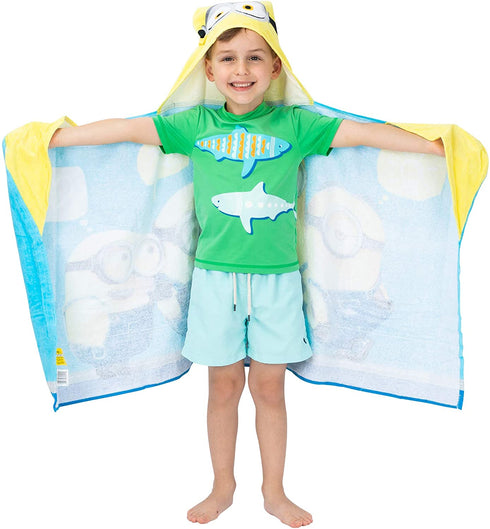 Franco - HH4848 Kids Bath and Beach Soft Cotton Terry Hooded Towel Wrap, 24" x 50", Despicable Me Minions