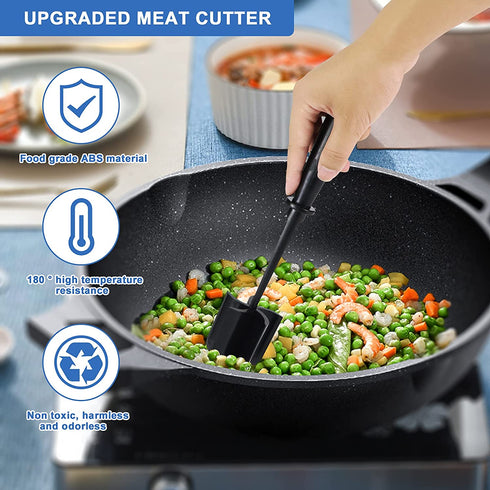 Xu-Leah Upgrade Meat Chopper, Heat Resistant Meat Masher, Meat Chopper Tool, Meat Chopper for Hamburger, Ground Beef Masher, Ground Turkey, Cleaver with 2 Scrubbing Cloths