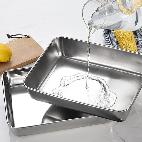 Sheet Pan, Stainless Steel Baking Pans Tray, Toaster Oven Pan Stainless Steel Baking Pan Cookie Sheet(15.75x13.7x2.36 inches)