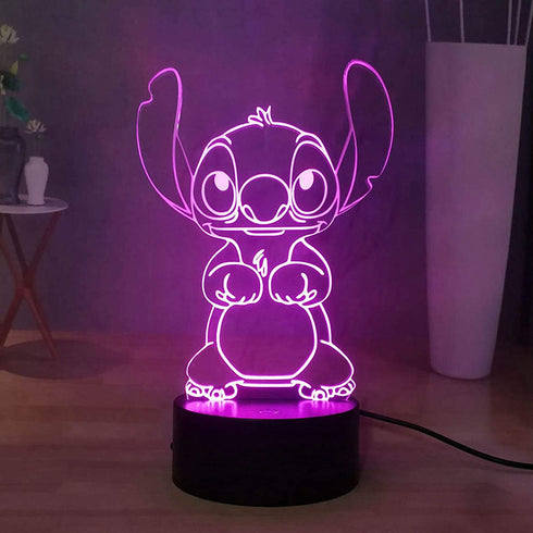 Laysinly Stitch LED Night Light, Stitch 7 Colors 3D Acrylic Table Lamp, Child Bedroom Sleeping Night Lamp Decor Light, USB Remote Control Home Desk Lamp, Baby Kids Teen Lighting (Stitch)