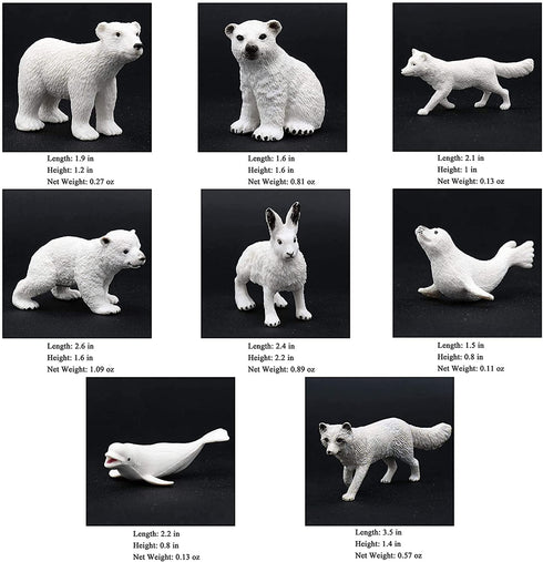 TMORU Arctic Animal Figures, 11 Pcs Realistic Polar Bear Figurines Set, Birthday Cake Toppers Toy Gift for Kids