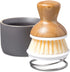 Full Circle Bubble Up Ceramic Soap Dispenser & Bamboo Dish Brush, White/Gray