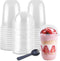 INDRAH 50 Sets 16 oz Clear Plastic Cups With Dome Lids (No Hole) and Sporks, Disposable Parfait Cups Dessert Cups for Fruit Yogurt Smoothie Iced Cold Drinks, No Leaking
