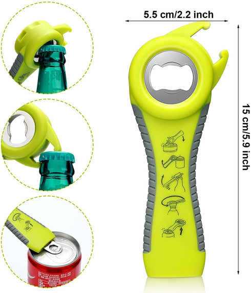 3 Pieces Jar Opener Under Cabinet for Weak Hands 5 in 1 Multi Function Can Opener Set Bottle Opener Kit with Silicone for Women Children with Arthritis Suffering