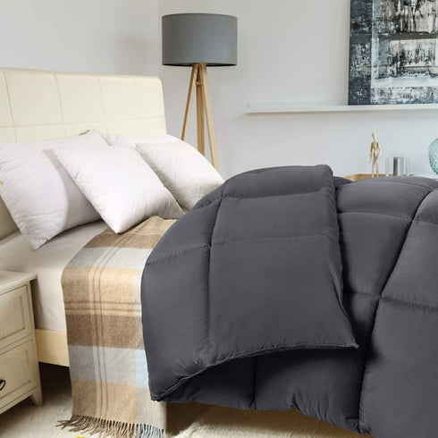 Utopia Bedding Comforter Duvet Insert - Quilted Comforter with Corner Tabs - Box Stitched Down Alternative Comforter (Twin, Grey)