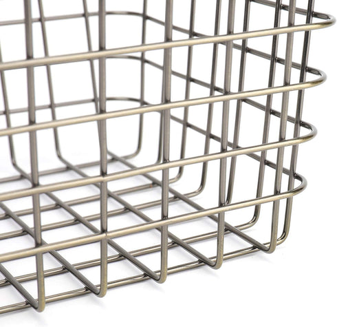 Yarlung 2 Pack Wire Storage Baskets, Small Hanging Metal Baskets Tote Farmhouse Decor Bin Organizer for Bathroom, Kitchen, Laundry Room, Removable Handle, Square, Bronze