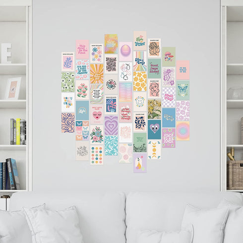Artivo Danish Pastel Wall Collage Kit for Aesthetic Pictures, Danish Pastel Room Decor, Teen Wall Decor, Girls Room Decor, Pastel Aesthetic Collage Kit