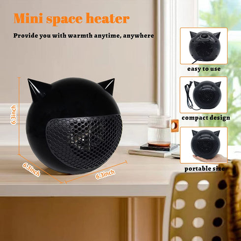 Small Space Heater, 600W Ceramic Desk Heater for Indoor Use, 3s Fast Heating Electric Space Heater with Thermostat, Tip-over & Overheat Protection, Portable Small Heater for Home Office use large room