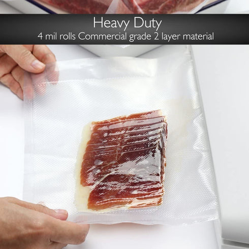 NutriChef Two 8"X10' 4 mil Commercial Grade Vacuum Sealer Food Storage Rolls | Create Your Own Size Bag! For NutriChef, and Other Brands