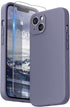 SURPHY Compatible with iPhone 13 Case with Screen Protector, (Camera Protection + Soft Microfiber Lining) Liquid Silicone Phone Case 6.1 inch 2021, Lavender Gray