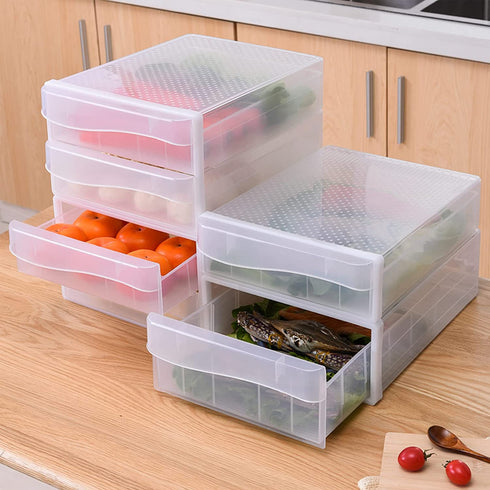VANRA Desktop Drawer Organizer Single Drawer Unit Office Stacking Drawer System Plastic Storage File Cabinet for A4 Letter Size (Translucent)