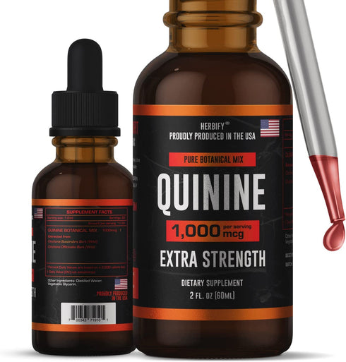 HERBIFY Premium Quinine Tincture & Cinchona Drops - US Made Product - Healthy Digestive - Liquid Quinine Cinchona Supplement for Best Absorption - for Men & Women 2oz (60ml)
