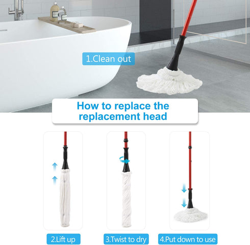 Eyliden Mop Model No.: FZ-02-2020/FZ-02-2019 Replacement Head, 2pcs Microfiber Mop Pads for Eyliden Twist Mops, Wet or Dry Floor Cleaning Mops Head(Not Include Handle), Suitable for Any Surfaces