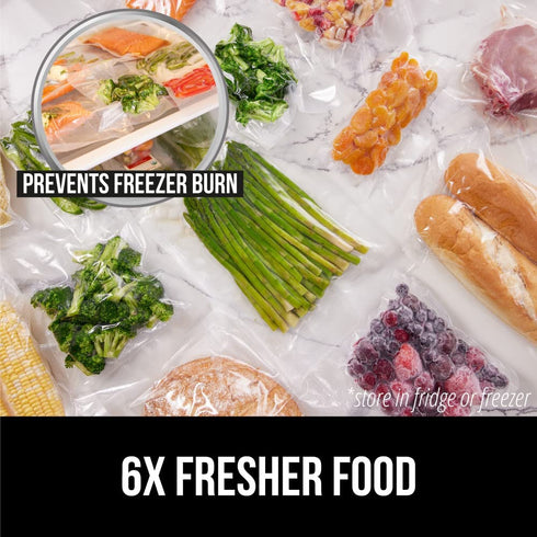Gorilla Grip Airtight Vacuum Sealer Bags, 2 Pack, 6x Fresher Food, Pack A Meal Saver, Leakproof, Puncture Resistant, Prevents Freezer Burn, for Sous Vide, Microwave and Dishwasher Safe, 8 IN x 50 FT