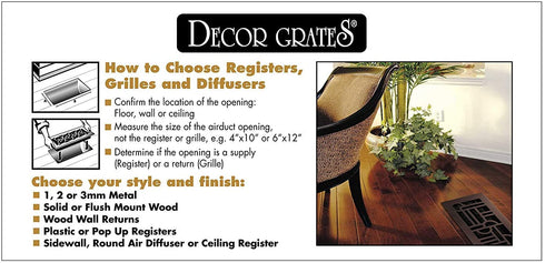 Decor Grates SP610W-RB Wall/Ceiling Scroll Plated Register, 6 x 10 Inch, Rubbed Bronze