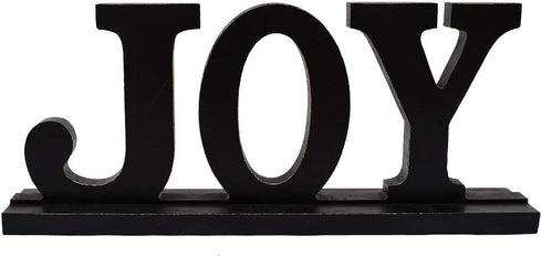 Wood Joy Sign Tabletop Joy Letters Sign Freestanding Wooden Cutout Word Decor Decorative Mantel Signs for Home Decor (Black(Joy))