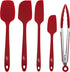 Kaluns Silicone Spatula, Set of 4 Rubber Spatulas and 1 Kitchen Tongs, Nonstick Seamless Design with Stainless Steel Core, Heat Resistant
