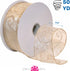 Morex Ribbon 7416.60/50-004 Swirl 2.5" X 50 YD Nylon Sheer Curling Wired Glitter Ribbon, Ivory/Gold, Holiday Ribbons for Crafts and Christmas Decorations, Indoor Christmas Ribbon for Gift Wrapping