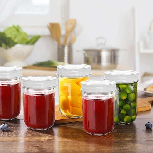 Yesland 12 Pack 8 Oz Glass Regular Mouth Mason Jars with Metal Airtight Lids - BPA Free Overnight Oats Jars with Lid and Wide Mouth Mason Jars for Jelly, Jam, Dry Food, Spices, Herbs, Salads, Yogurt