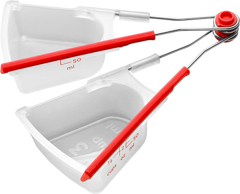 Dreamfarm Levups | Scraping Self-Leveling Measuring Cups | Set of 4 Cups | Red