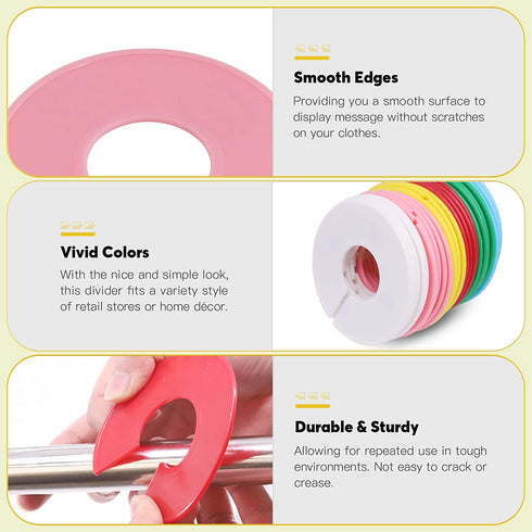 Mardatt 256Pcs Clothing Size Dividers Assortment Kit Including 20Pcs Rectangular Closet Dividers, 30Pcs Round Closet Dividers, 200Pcs Hanger Size Markers w Markers and Adhesive Labels