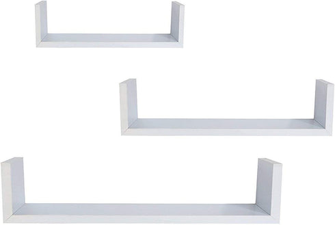EWEI'S HomeWares Ewei ' S Homewares Whc 1004 Cd 3 Floating U Shelves-White, 17.9 x 8.5 x 4.6