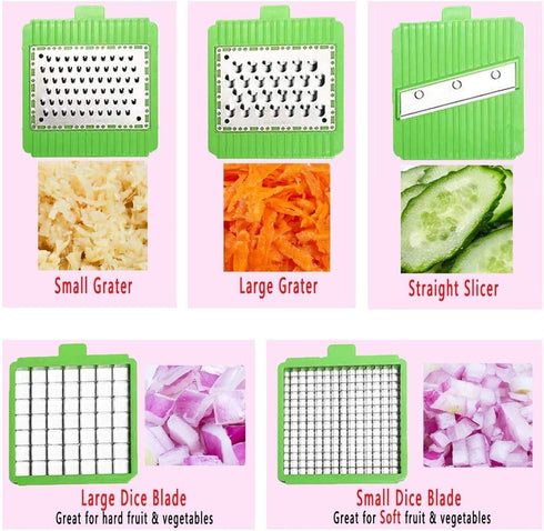 LHS Vegetable Chopper, Pro Onion Chopper Slicer Dicer Cutter - Cheese & Veggie Chopper - Food Chopper Dicer with 5 Blades (Gray?