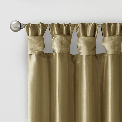 Madison Park Emilia Faux Silk Single Curtain with Privacy Lining, DIY Twist Tab Top, Window Drape for Living Room, Bedroom and Dorm, 50x95, Bronze