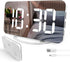 Digital Alarm Clock, 7" Large LED Mirror Electronic Clocks?Bedside Clock with Touch Snooze, Dual USB Charge, Auto Adjustable Brightness, Desk Wall Modern Clocks for Bedrooms Living Room Office(White)