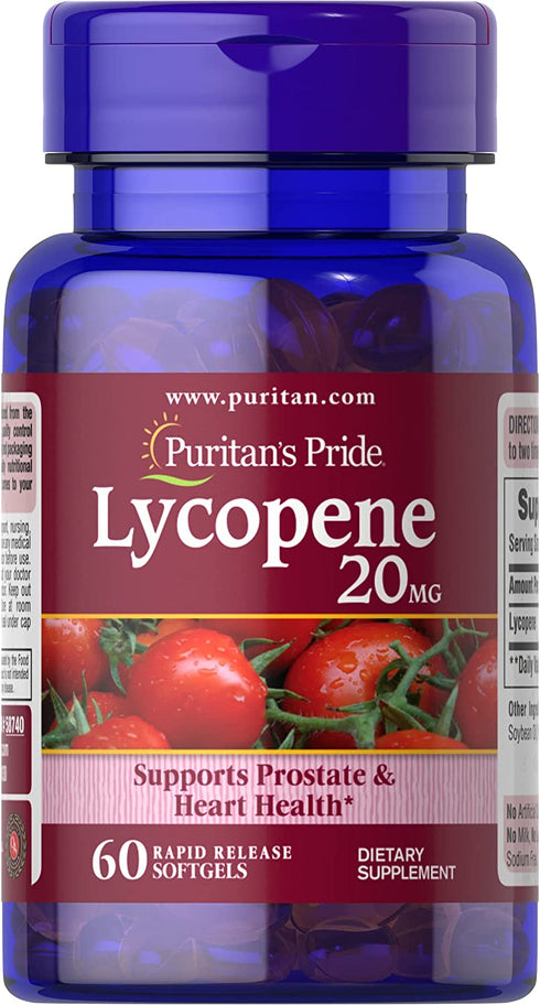 Lycopene 20 Mg, Promotes Prostate and Heart Health, 60 Count by Puritan's Pride