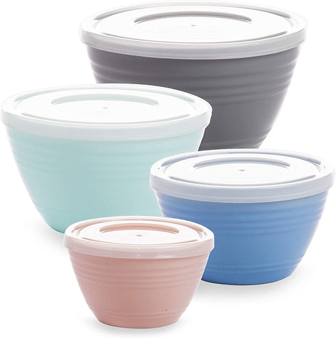 BINO Plastic Mini Prep Bowls with Lids Set - Plastic Bowl Set Prep Bowls for Kitchen
