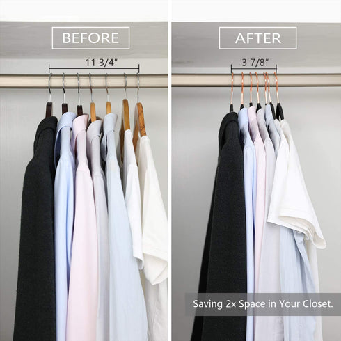 Premium Velvet Hangers (Pack of 50) Heavyduty - Non Slip - Velvet Suit Hangers Black - Copper/Rose Gold Hooks,Space Saving Clothes Hangers