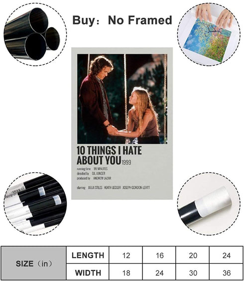 YTSLJ 90 S Aesthetic for Room Poster 10 Things I Hate About You Canvas Art Poster and Wall Art Picture Print Modern Family Bedroom Decor Posters 16x24inch(40x60cm)
