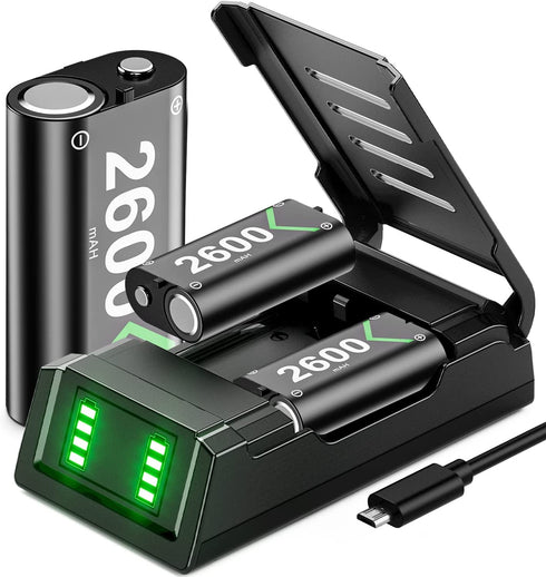 VOYEE Charger for Xbox Controller Battery Pack, 3x2600mAh High Capacity Xbox Rechargeable Battery Pack with Fast Charger Station, Led Indicator, Protective Shell for Xbox One/S/X/Elite/Series X|S