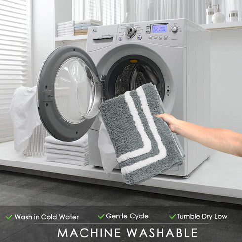 Uphome Bathroom Rugs Gray Non-Slip Bath Mat Soft and Water Absorbent Bath Rug Machine Washable Fluffy Microfiber Floor Mats for Bathroom Tub Sink Shower,20x31 inch