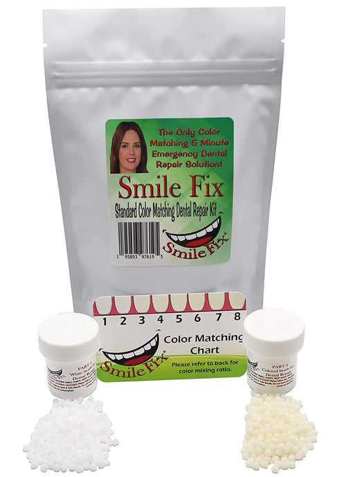 SmileFix Standard Color Matching Dental Repair Kit – Replace Missing or broken tooth. Gaps, broken teeth space temporary quick & safe. Regain your confidence and beautiful smile in minutes at home!