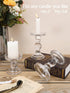 Lewondr Glass Candle Holders, 3 Pieces Crystal Clear Candlesticks with Elegant Design for Pillar Taper Candle and Tea Light, Home Table Living Room Wedding Party Decorations Home Décor - Clear