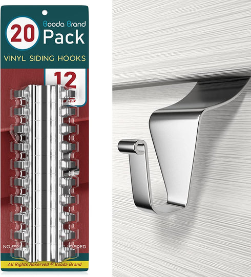 Vinyl Siding Hooks (20 Pack), Heavy Duty Stainless Steel Vinyl Siding Hangers, Low Profile No Hole Siding Clips for Hanging Lights Wreath Decorations Outdoor