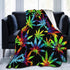 Super Soft Sherpa Plus Velvet Throw Wrap Cover Wrap Sheet for Sofa Couch Winter/Autumn, Tie Dye Cannabis Weed Leaves Queen Size Camping Blankets Throw Wearable Blankets